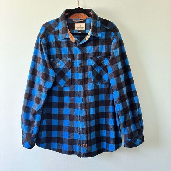 Legendary Whitetails Blue & Black Fleece Flannel Shirt Size Large - Picture 1 of 6